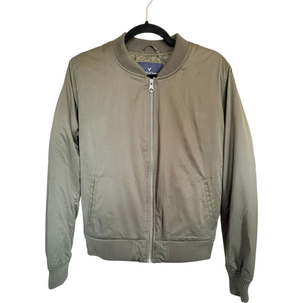 American Eagle Women's Army Green Military Bomber Jacket Fall Layering